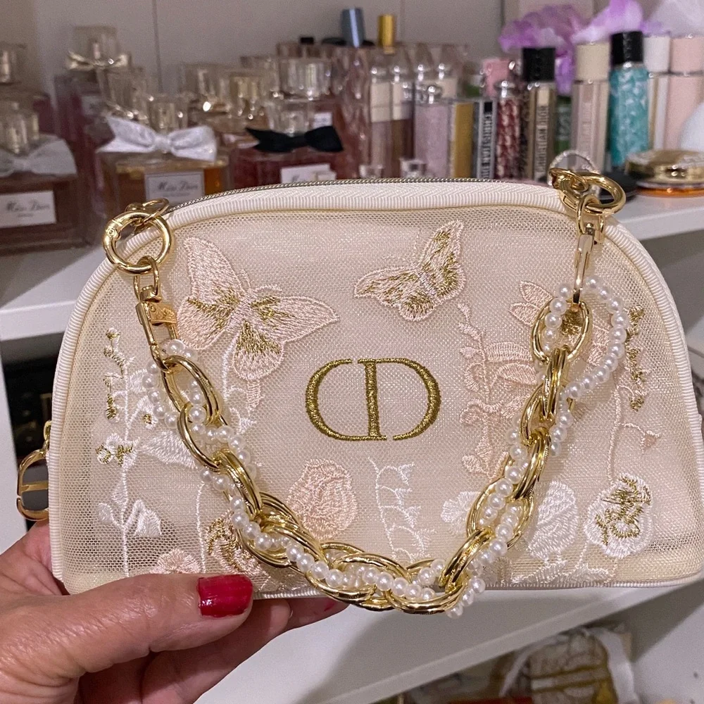 Dior Beauty Embroidered Cream Handbag